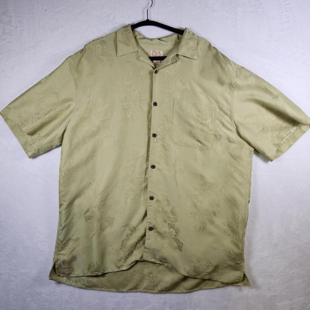 Jos A Bank Green Hawaiian Tropical Shirt Size XL